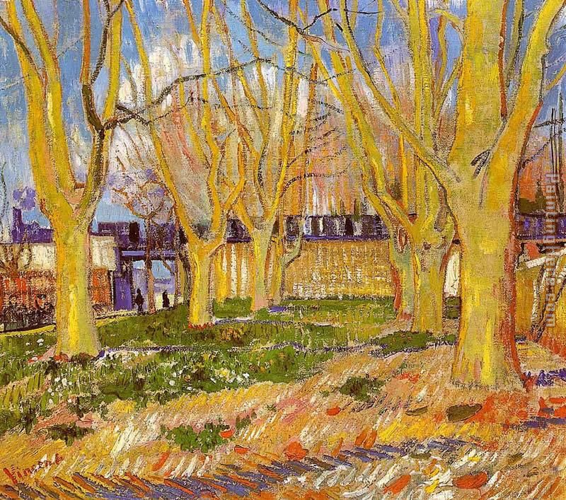 Avenue of Plane Trees near Arles Station painting - Vincent van Gogh Avenue of Plane Trees near Arles Station art painting